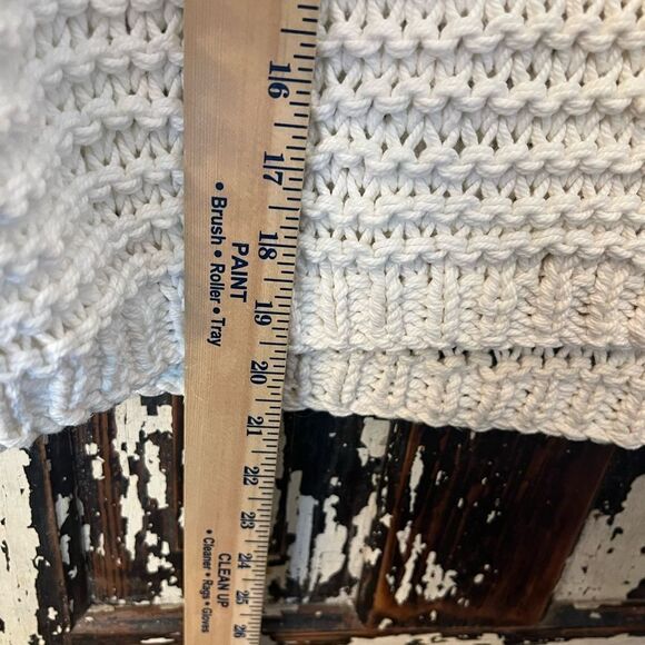 Hand knit Beautiful white and yellow ribbon beaded sweater. Women’s size Medium. - Picture 7 of 8